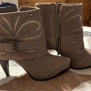 Elegant Taupe Ankle Booties with Buckle